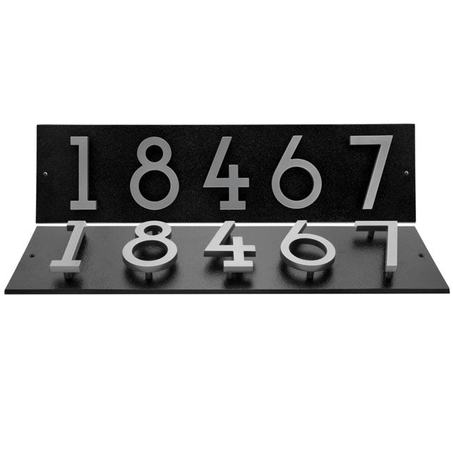 Whitehall Stand-Off Horizontal Sign, Black/Silver, 5 Digits