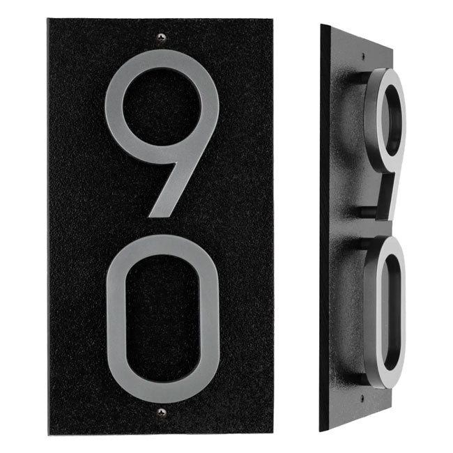 Whitehall Stand-Off Vertical Sign, Black/Silver, 2 Digits
