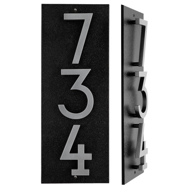 Whitehall Stand-Off Vertical Sign, Black/Silver, 3 Digits
