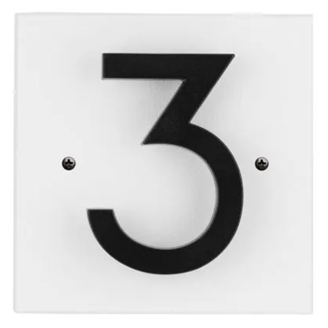 Whitehall Stand-Off Address Sign, White/Black, 1 Digit