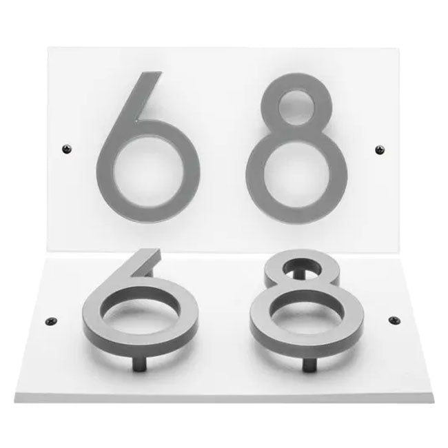 Whitehall Stand-Off Horizontal Sign, White/Silver, 2 Digits