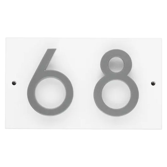 Whitehall Stand-Off Horizontal Sign, White/Silver, 2 Digits