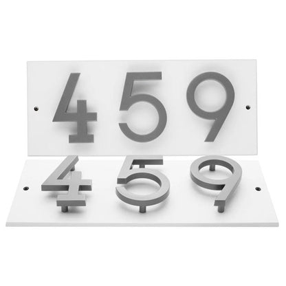 Whitehall Stand-Off Horizontal Sign, White/Silver, 3 Digits