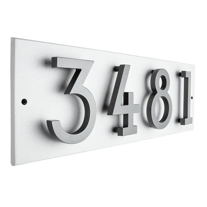 Whitehall Stand-Off Horizontal Sign, White/Silver, 4 Digits