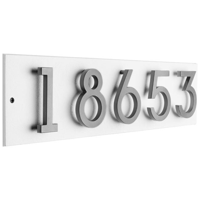 Whitehall Stand-Off Horizontal Sign, White/Silver, 5 Digits
