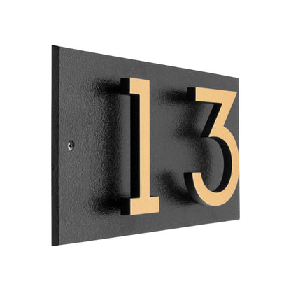 Whitehall Floating Horizontal Sign, Blk/Blk/Gold, 2 Digits