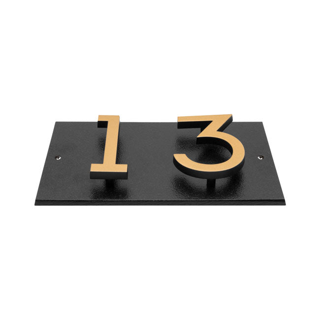 Whitehall Floating Horizontal Sign, Blk/Blk/Gold, 2 Digits