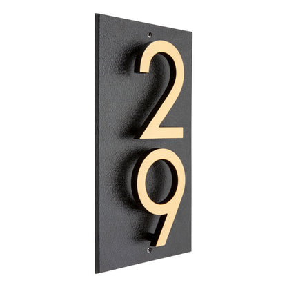 Whitehall Floating Vertical Sign, Blk/Blk/Gold, 2 Digits