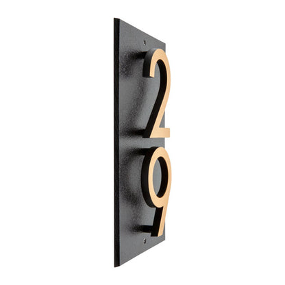 Whitehall Floating Vertical Sign, Blk/Blk/Gold, 2 Digits
