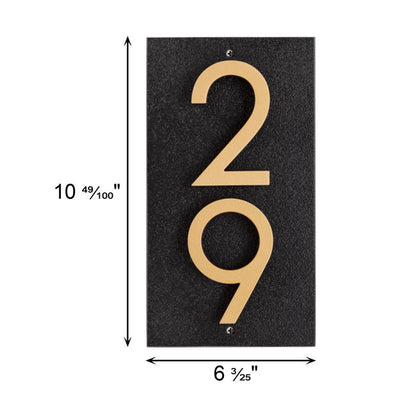 Whitehall Floating Vertical Sign, Blk/Blk/Gold, 2 Digits