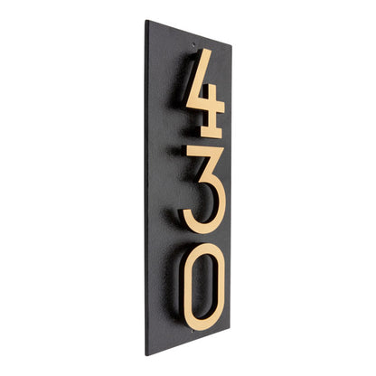 Whitehall Floating Vertical Sign, Blk/Blk/Gold, 3 Digits