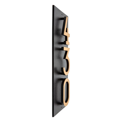 Whitehall Floating Vertical Sign, Blk/Blk/Gold, 3 Digits