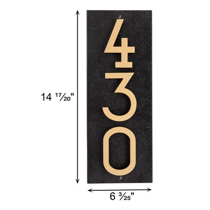 Whitehall Floating Vertical Sign, Blk/Blk/Gold, 3 Digits