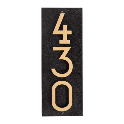 Whitehall Floating Vertical Sign, Blk/Blk/Gold, 3 Digits
