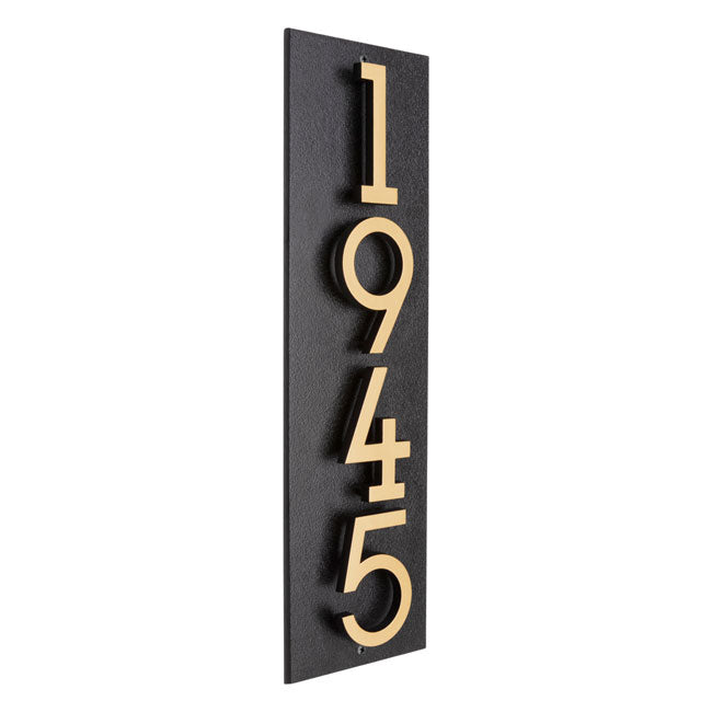 Whitehall Floating Vertical Sign, Black/Gold, 4 Digits