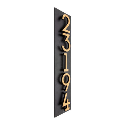 Whitehall Floating Vertical Sign, Blk/Blk/Gold, 5 Digits