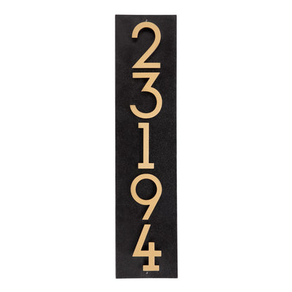 Whitehall Floating Vertical Sign, Blk/Blk/Gold, 5 Digits