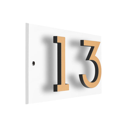 Whitehall Floating Horizontal Sign, White/Gold/Blk, 2 Digits
