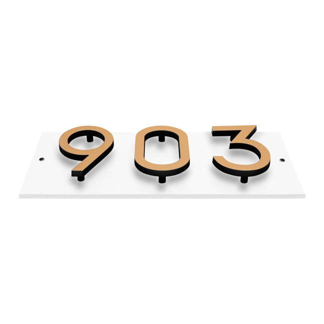 Whitehall Floating Horizontal Sign, White/Blk/Gold, 3 Digits