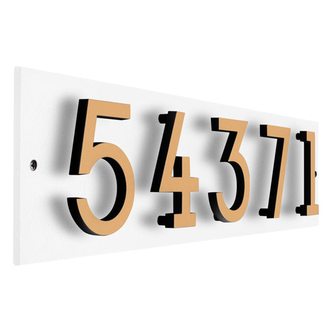 Whitehall Floating Horizontal Sign, White/Blk/Gold, 5 Digits