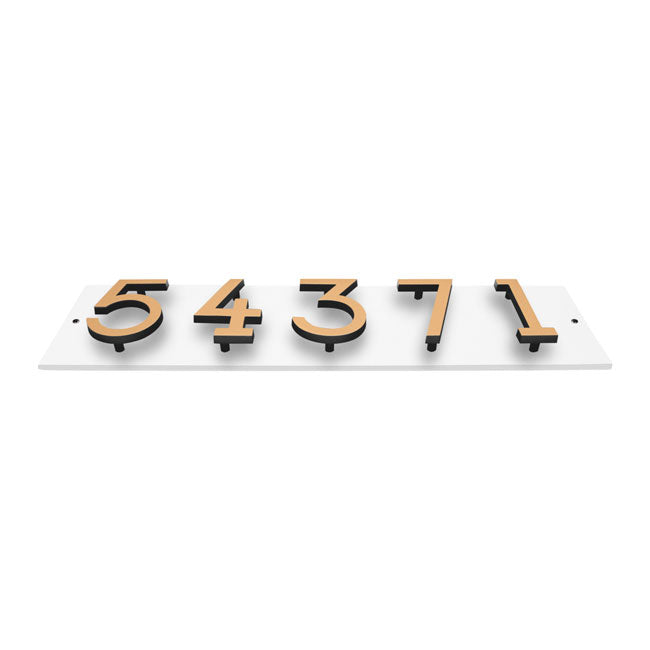 Whitehall Floating Horizontal Sign, White/Blk/Gold, 5 Digits