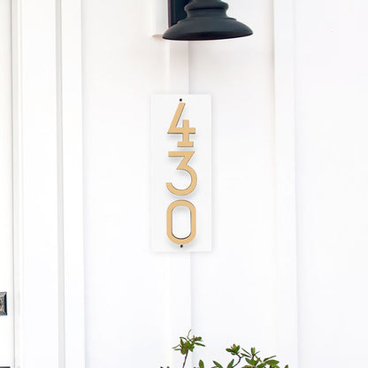 Whitehall Stand-Off Vertical Sign, White/Gold/Blk, 3 Digits