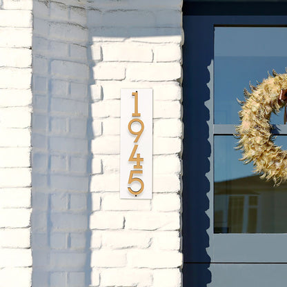 Whitehall Stand-Off Vertical Sign, White/Gold/Blk, 4 Digits