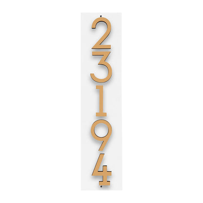 Whitehall Stand-Off Vertical Sign, White/Gold/Blk, 5 Digits