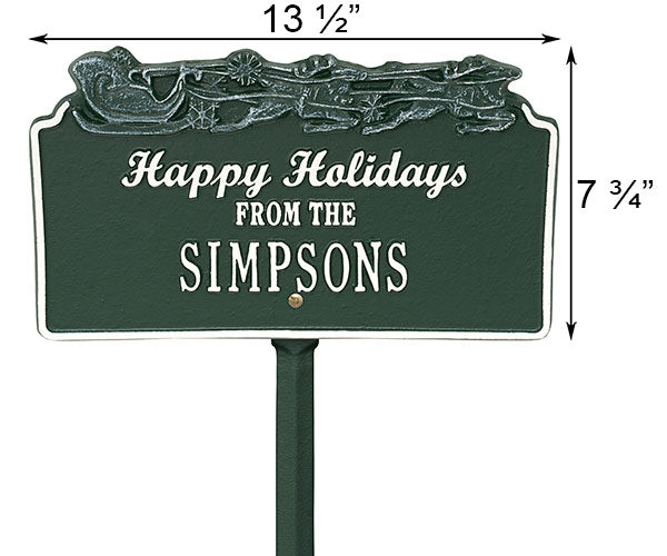 Whitehall Happy Holidays Sleigh Lawn Marker, Std., 1 Line