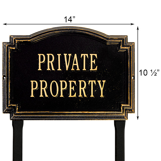 Whitehall Williamsburg Private Property Marker, Black/Gold