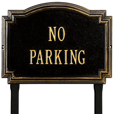 Whitehall Williamsburg No Parking Lawn Marker, Black/Gold