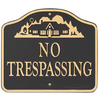 Whitehall No Trespassing Sign, Black/Gold