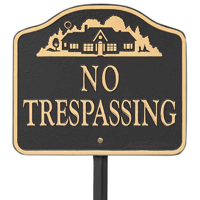 Whitehall No Trespassing Sign, Black/Gold