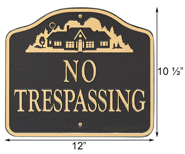 Whitehall No Trespassing Sign, Black/Gold