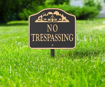 Whitehall No Trespassing Sign, Black/Gold