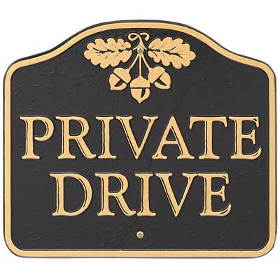 Whitehall Private Drive Sign, Black/Gold