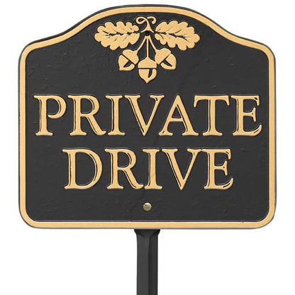 Whitehall Private Drive Sign, Black/Gold