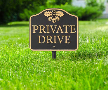 Whitehall Private Drive Sign, Black/Gold