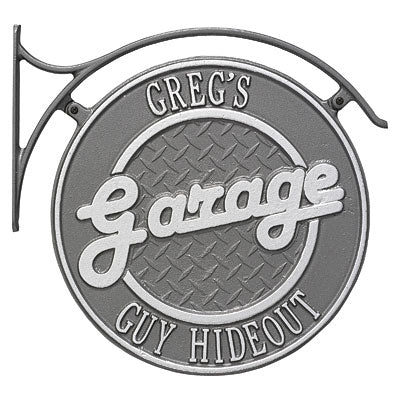 Whitehall 2 Sided Hanging "Garage" Plaque w/Bracket, Pewter