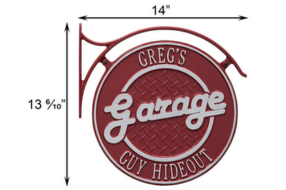 Whitehall 2 Sided Hanging "Garage" Plaque with Bracket, Red