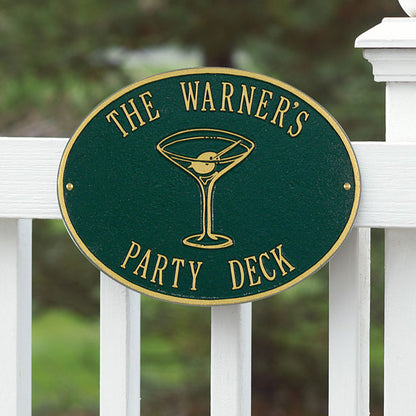 Whitehall Martini Hawthorne Deck Plaque, Standard, 2 Line