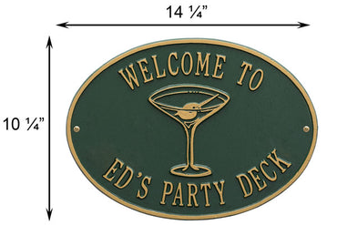 Whitehall Martini Hawthorne Deck Plaque, Standard, 2 Line