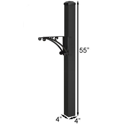 Whitehall Superior Mailbox Post with Newspaper Box, Black
