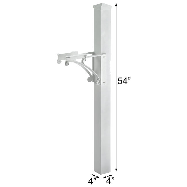 Whitehall Superior Mailbox Post with Newspaper Box, White