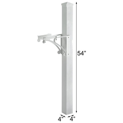 Whitehall Superior Mailbox Post with Newspaper Box, White