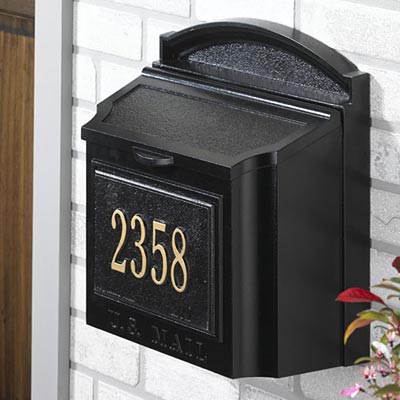 Whitehall Personalized Wall Mounted Mailbox Package, Black