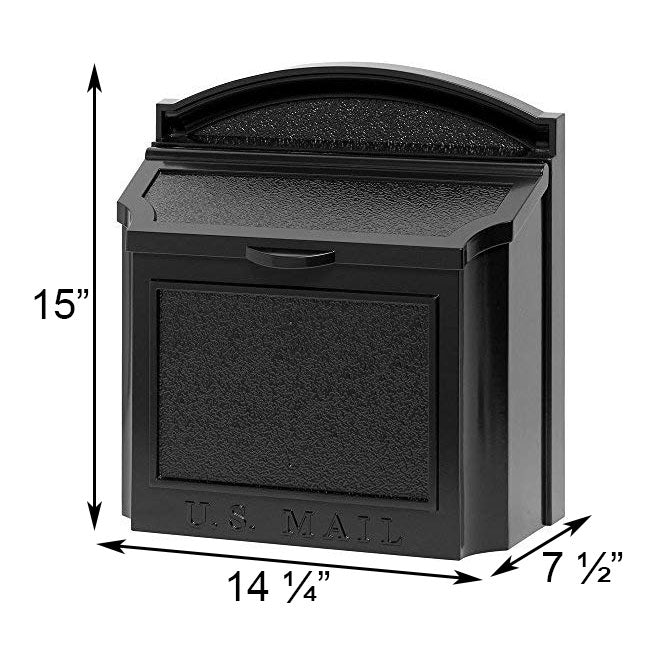 Whitehall Locking Wall Mounted Mailbox, Black