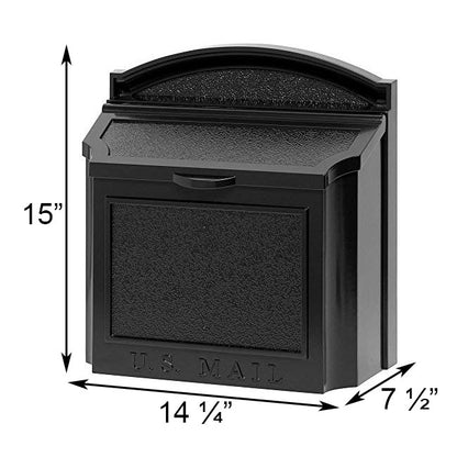 Whitehall Locking Wall Mounted Mailbox, Black