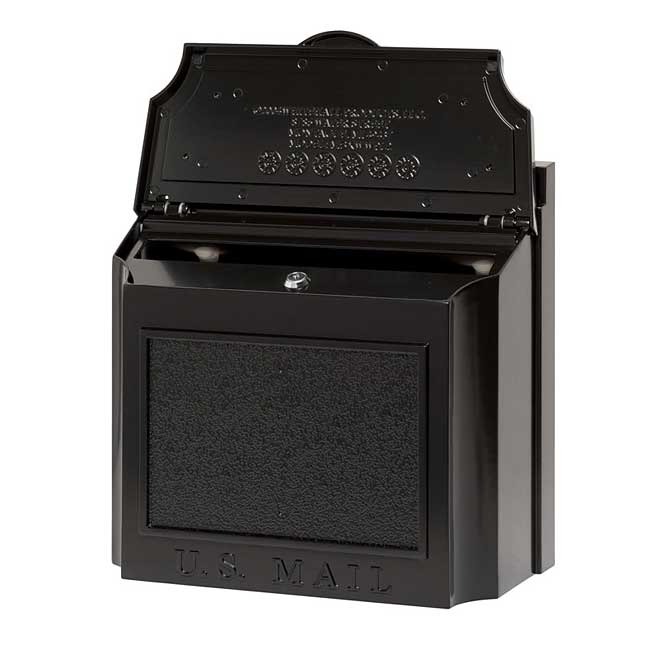 Whitehall Locking Wall Mounted Mailbox, Black