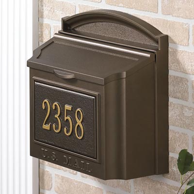 Whitehall Personalized Wall Mounted Mailbox Package, Bronze